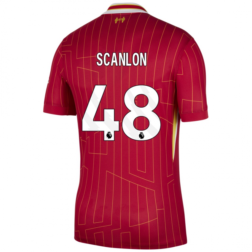 Niño Camiseta Calum Scanlon #48 Rojo Amarillo Blanco 1ª Equipación 2024/25 La Camisa Argentina