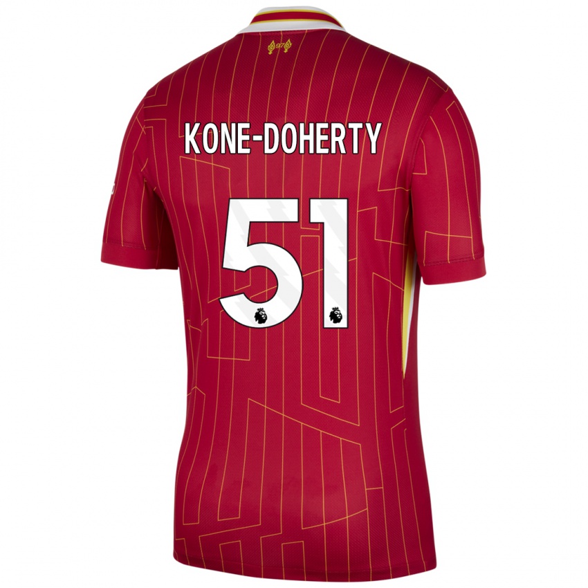 Niño Camiseta Trent Kone-Doherty #51 Rojo Amarillo Blanco 1ª Equipación 2024/25 La Camisa Argentina