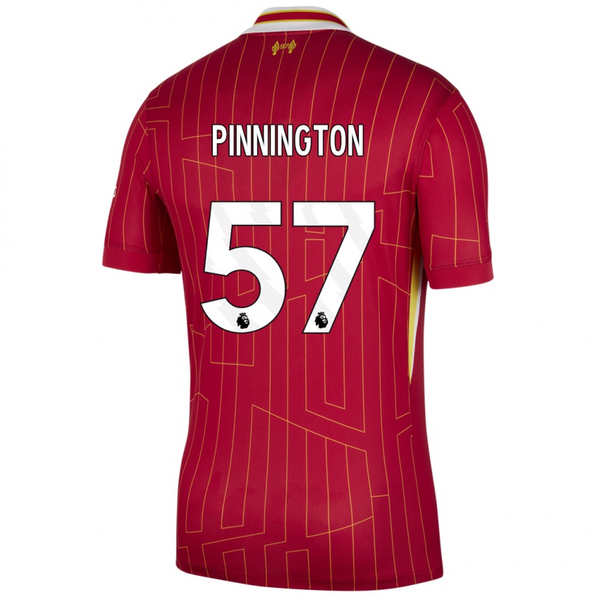 Niño Camiseta Carter Pinnington #57 Rojo Amarillo Blanco 1ª Equipación 2024/25 La Camisa Argentina