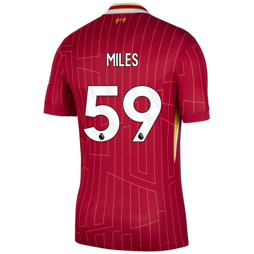 Niño Camiseta Terence Miles #59 Rojo Amarillo Blanco 1ª Equipación 2024/25 La Camisa Argentina