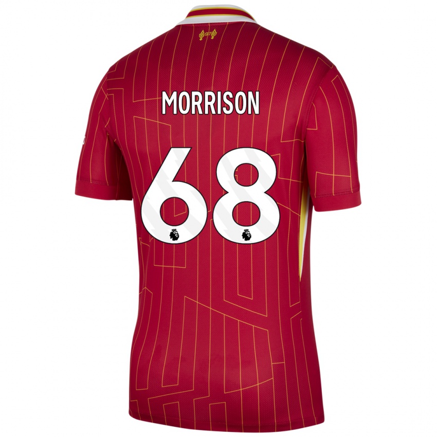 Niño Camiseta Kieran Morrison #68 Rojo Amarillo Blanco 1ª Equipación 2024/25 La Camisa Argentina