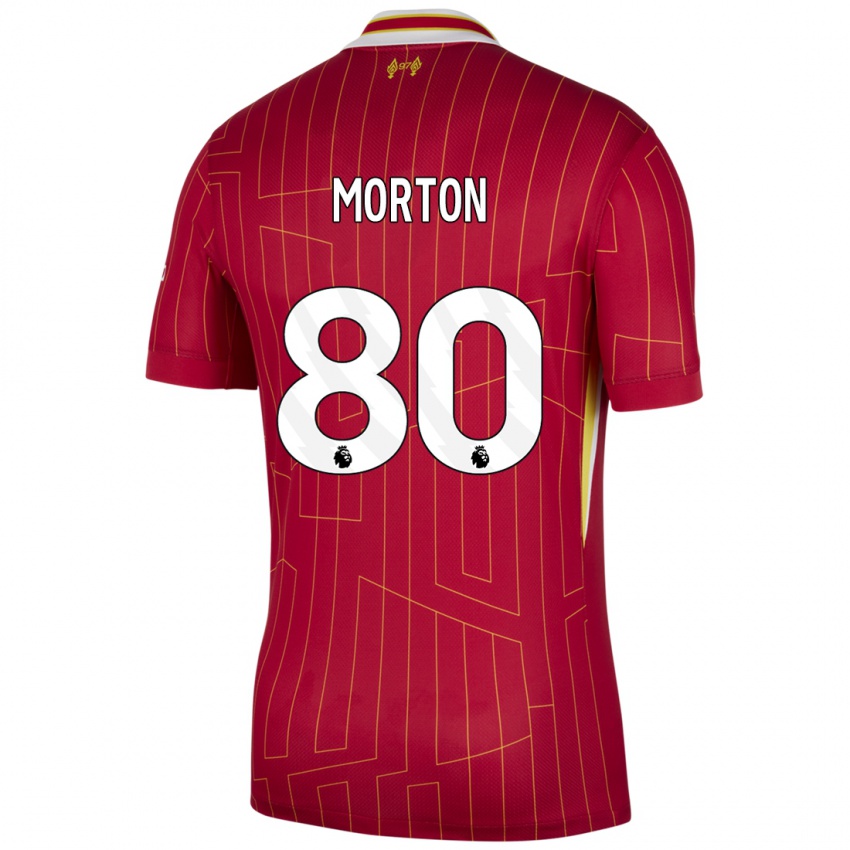 Niño Camiseta Tyler Morton #80 Rojo Amarillo Blanco 1ª Equipación 2024/25 La Camisa Argentina