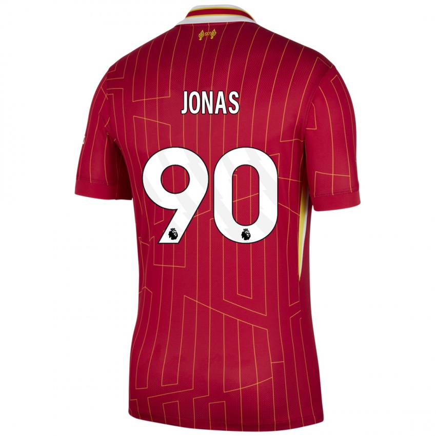 Niño Camiseta Lee Jonas #90 Rojo Amarillo Blanco 1ª Equipación 2024/25 La Camisa Argentina