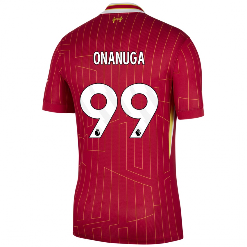 Niño Camiseta Fola Onanuga #99 Rojo Amarillo Blanco 1ª Equipación 2024/25 La Camisa Argentina