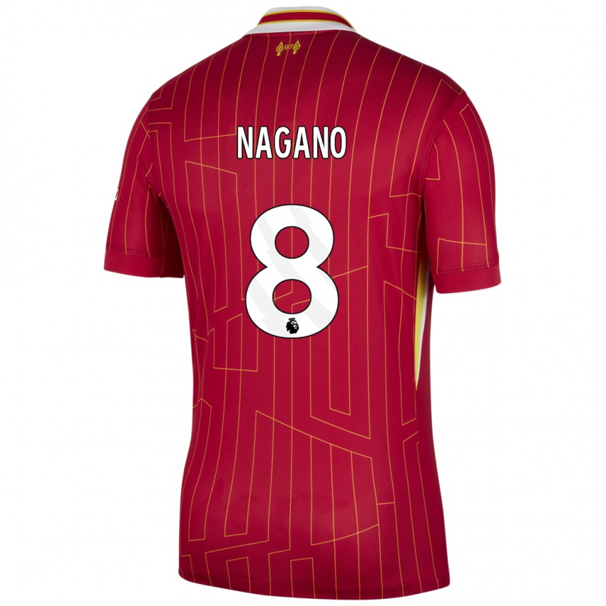 Niño Camiseta Fūka Nagano #8 Rojo Amarillo Blanco 1ª Equipación 2024/25 La Camisa Argentina