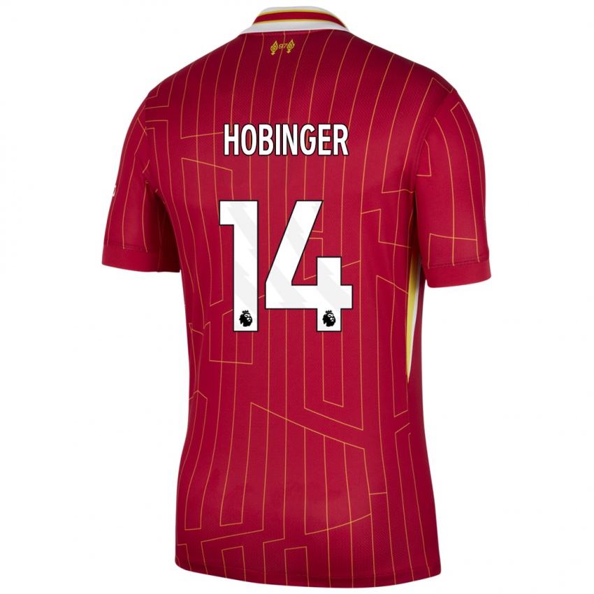 Niño Camiseta Marie Höbinger #14 Rojo Amarillo Blanco 1ª Equipación 2024/25 La Camisa Argentina