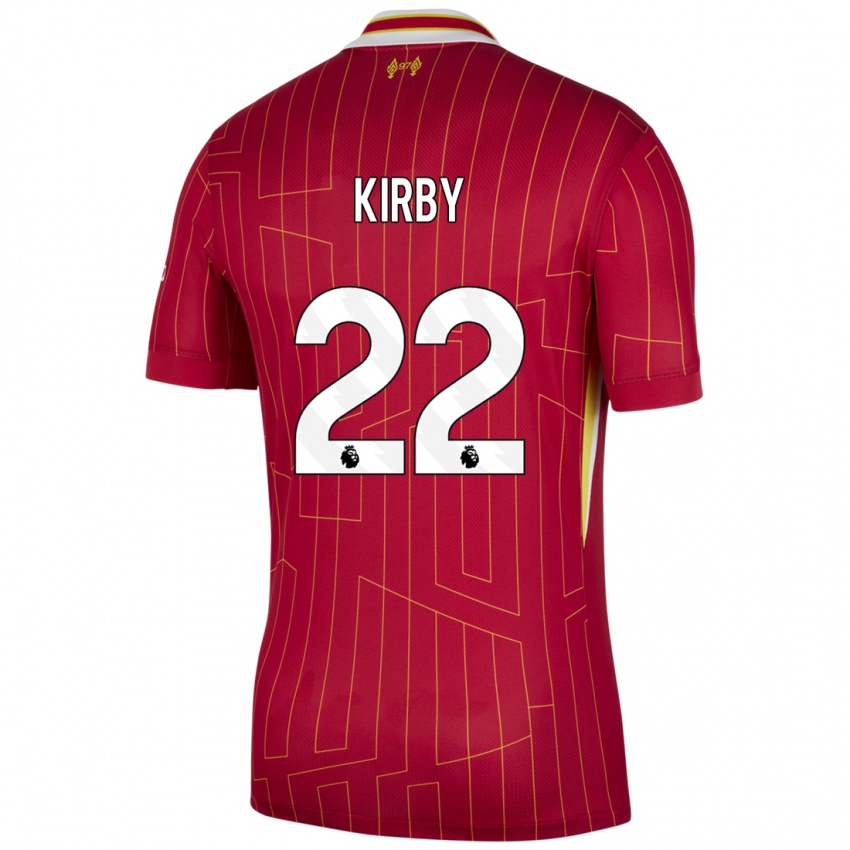 Niño Camiseta Faye Kirby #22 Rojo Amarillo Blanco 1ª Equipación 2024/25 La Camisa Argentina