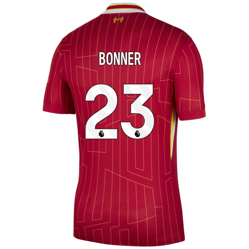 Niño Camiseta Gemma Bonner #23 Rojo Amarillo Blanco 1ª Equipación 2024/25 La Camisa Argentina