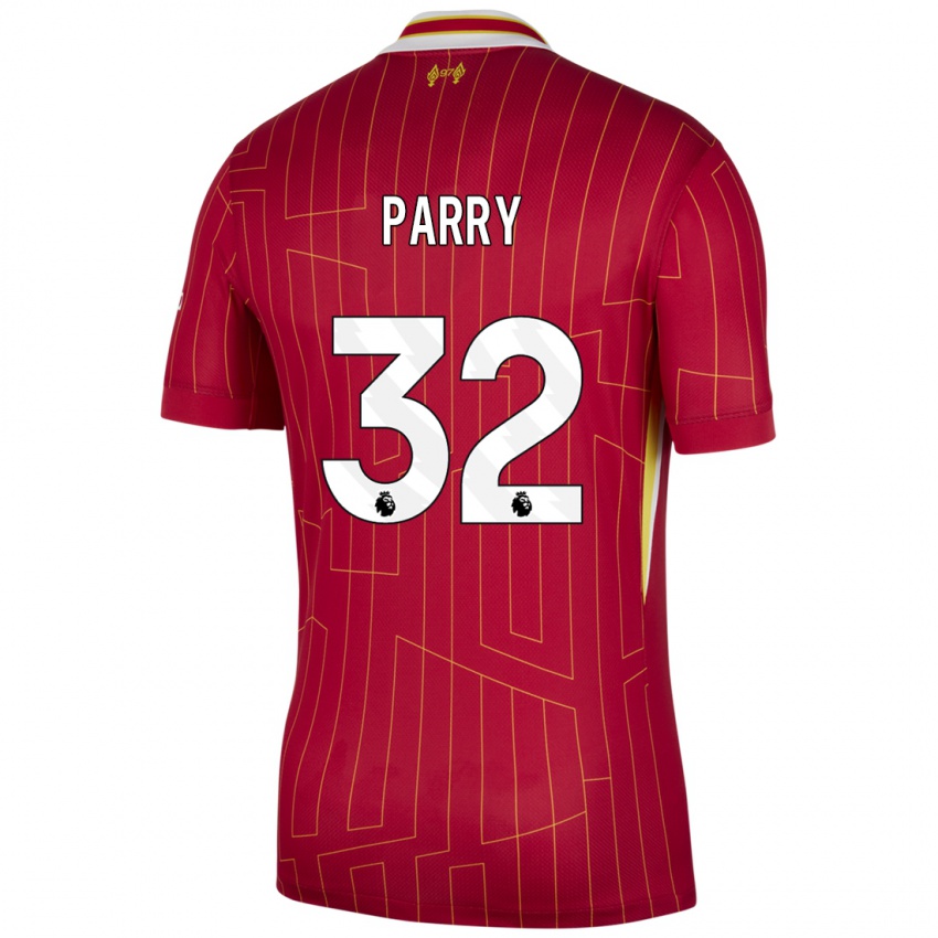 Niño Camiseta Lucy Parry #32 Rojo Amarillo Blanco 1ª Equipación 2024/25 La Camisa Argentina