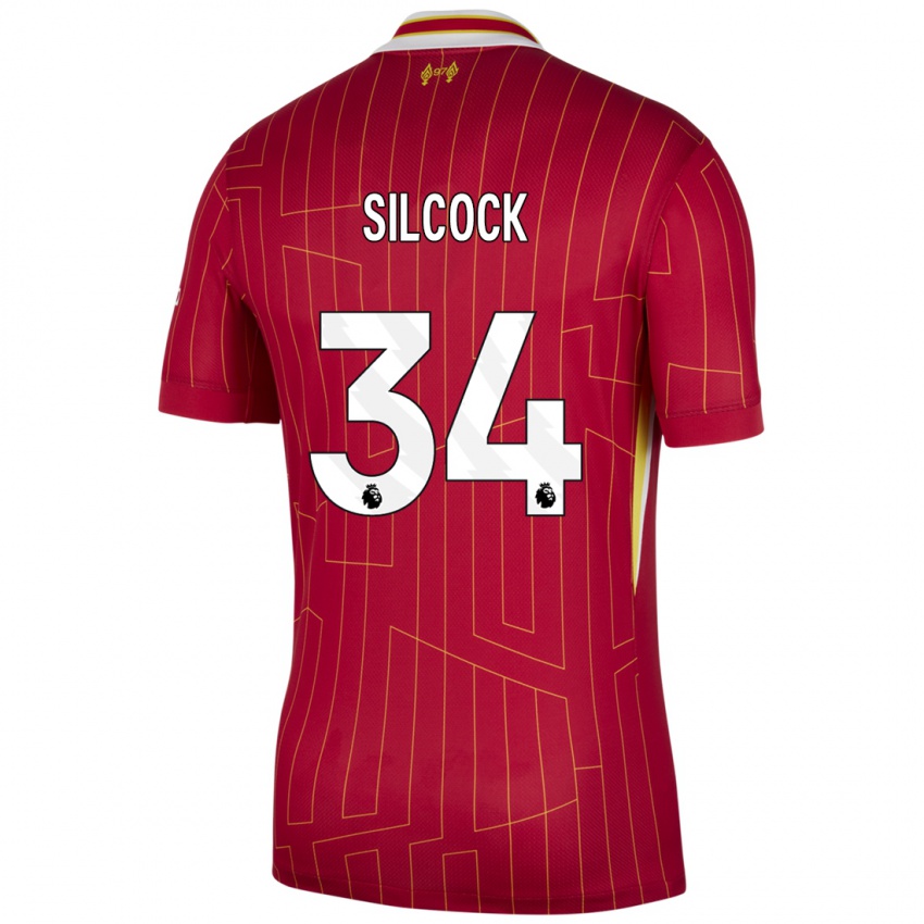 Niño Camiseta Hannah Silcock #34 Rojo Amarillo Blanco 1ª Equipación 2024/25 La Camisa Argentina