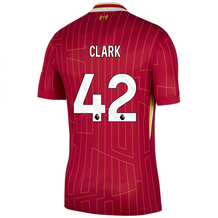 Niño Camiseta Bobby Clark #42 Rojo Amarillo Blanco 1ª Equipación 2024/25 La Camisa Argentina