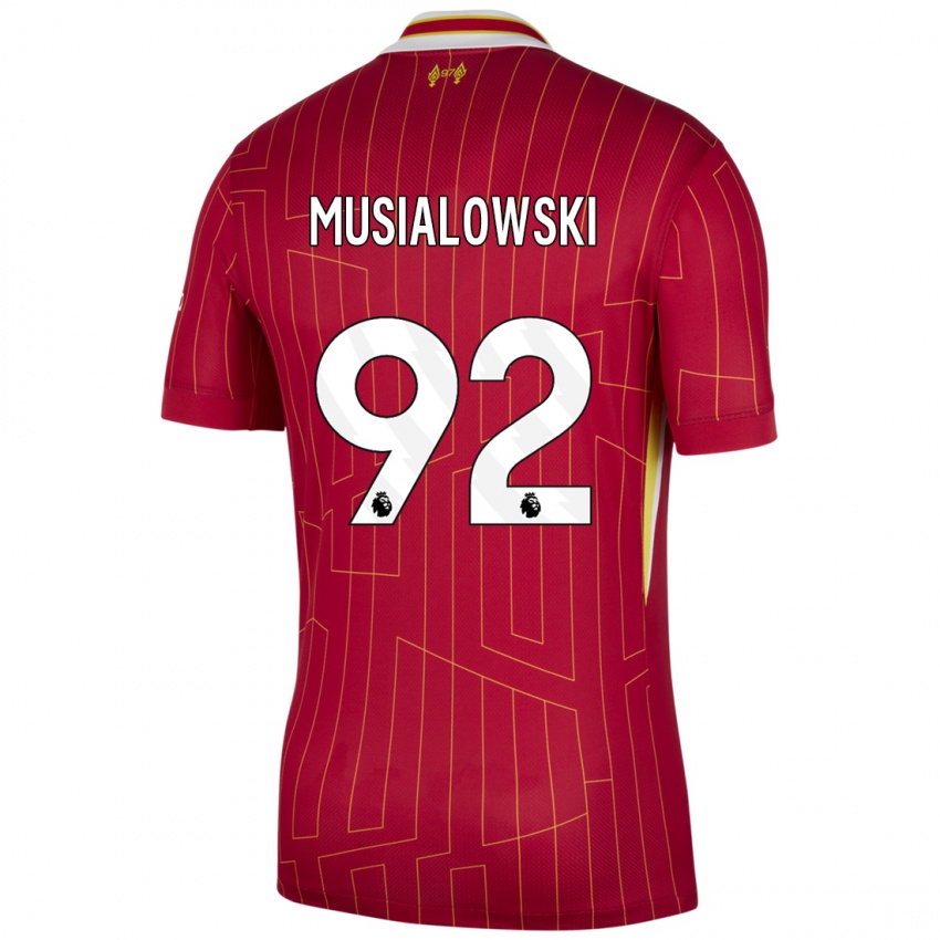 Niño Camiseta Mateusz Musialowski #92 Rojo Amarillo Blanco 1ª Equipación 2024/25 La Camisa Argentina