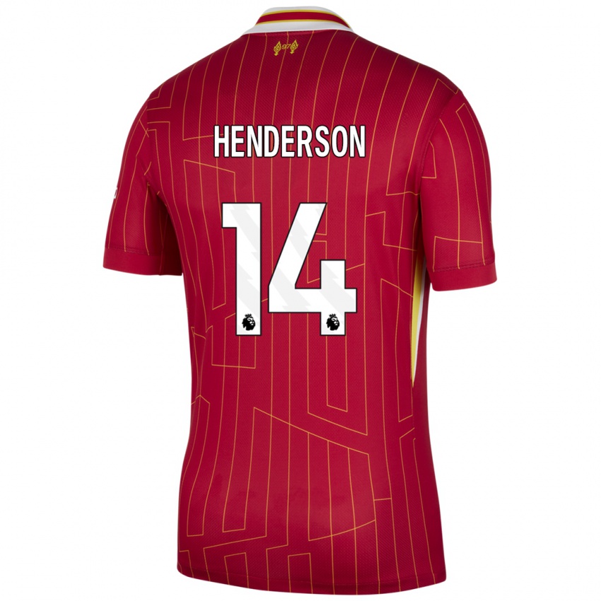 Niño Camiseta Henderson #14 Rojo Amarillo Blanco 1ª Equipación 2024/25 La Camisa Argentina