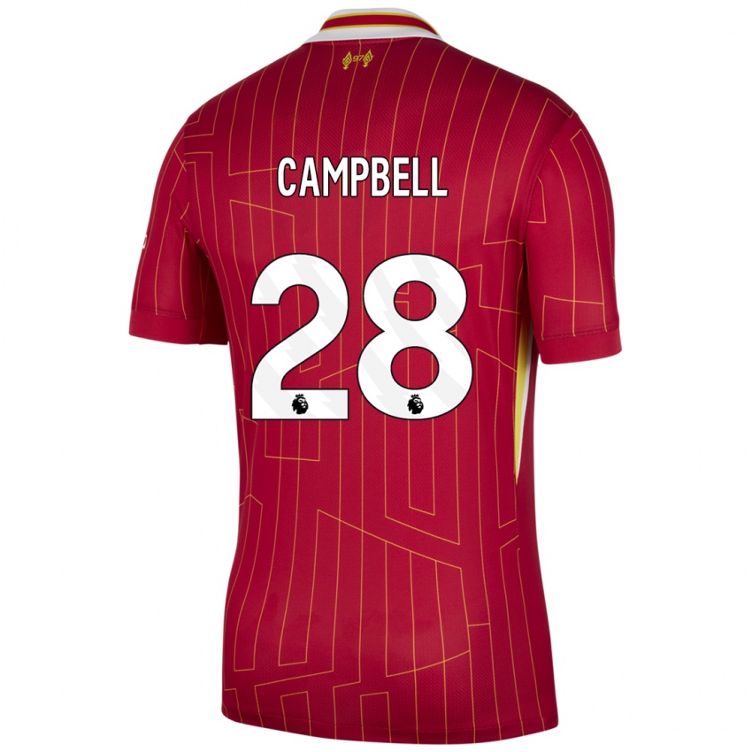 Niño Camiseta Megan Campbell #28 Rojo Amarillo Blanco 1ª Equipación 2024/25 La Camisa Argentina