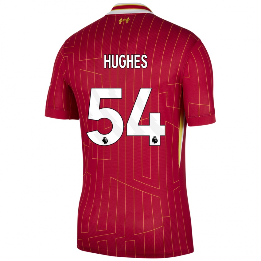 Niño Camiseta Liam Hughes #54 Rojo Amarillo Blanco 1ª Equipación 2024/25 La Camisa Argentina