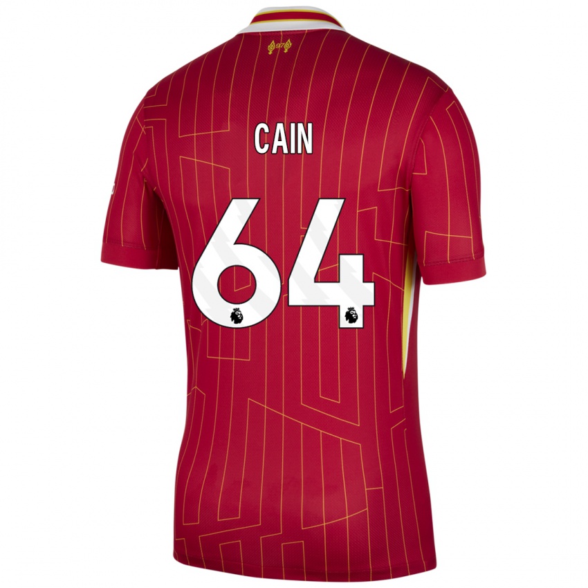 Niño Camiseta Jake Cain #64 Rojo Amarillo Blanco 1ª Equipación 2024/25 La Camisa Argentina