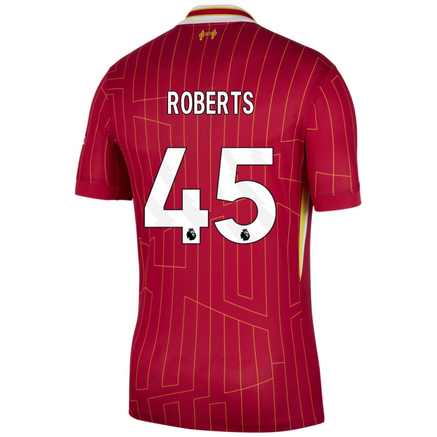 Niño Camiseta Iwan Roberts #45 Rojo Amarillo Blanco 1ª Equipación 2024/25 La Camisa Argentina