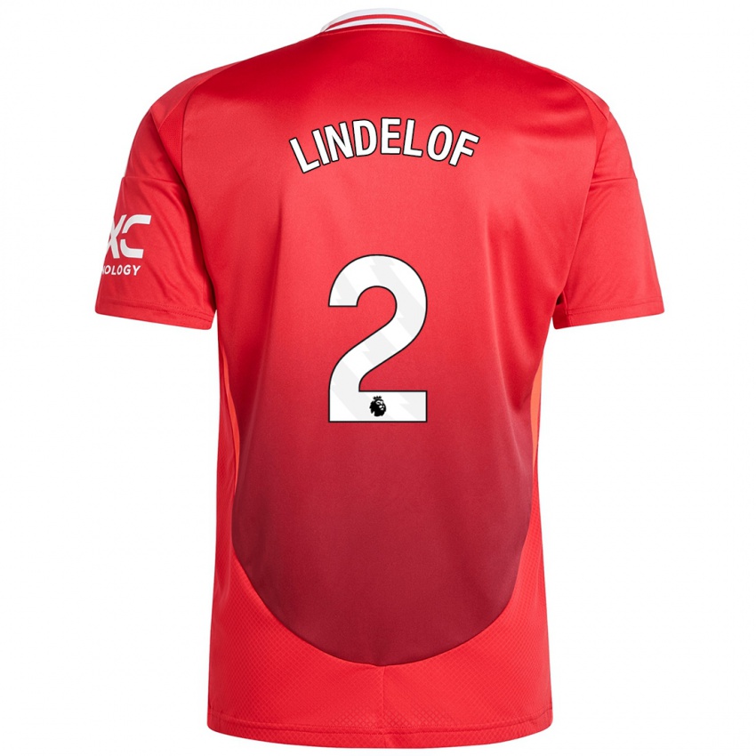 Niño Camiseta Victor Lindelof #2 Rojo Brillante 1ª Equipación 2024/25 La Camisa Argentina