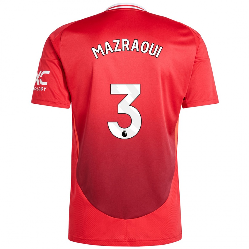 Niño Camiseta Noussair Mazraoui #3 Rojo Brillante 1ª Equipación 2024/25 La Camisa Argentina