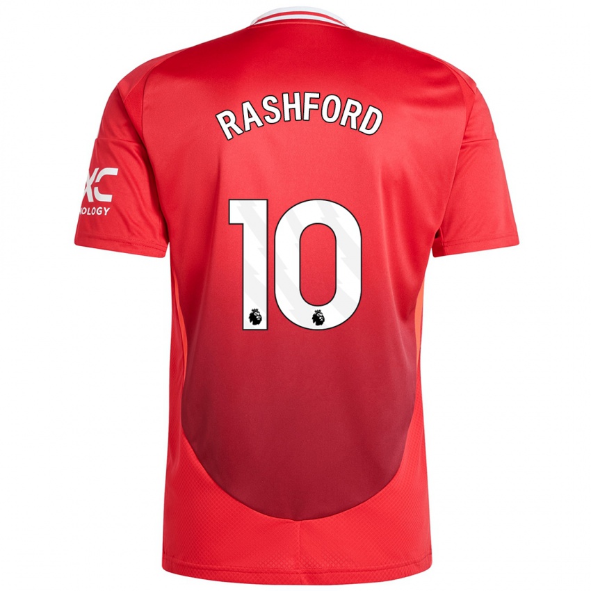 Niño Camiseta Marcus Rashford #10 Rojo Brillante 1ª Equipación 2024/25 La Camisa Argentina