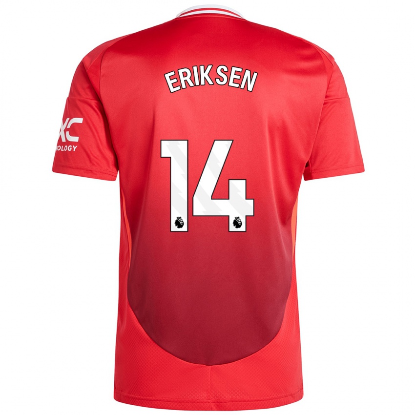 Niño Camiseta Christian Eriksen #14 Rojo Brillante 1ª Equipación 2024/25 La Camisa Argentina