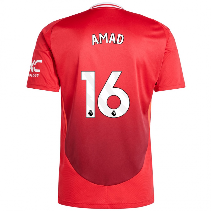 Niño Camiseta Amad Diallo #16 Rojo Brillante 1ª Equipación 2024/25 La Camisa Argentina