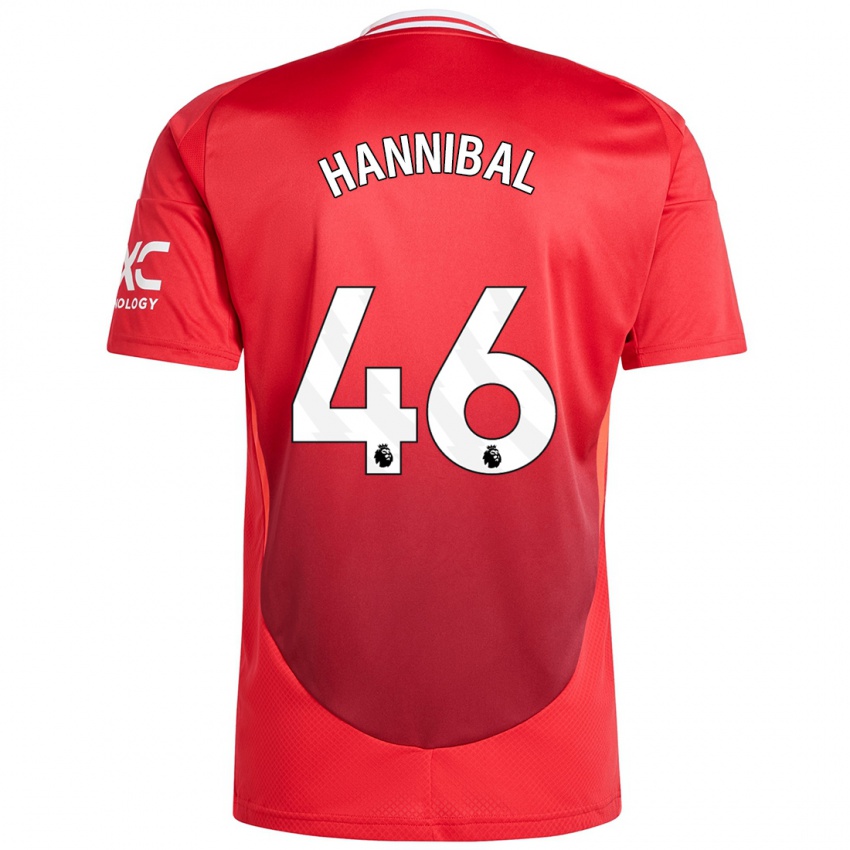 Niño Camiseta Hannibal Mejbri #46 Rojo Brillante 1ª Equipación 2024/25 La Camisa Argentina