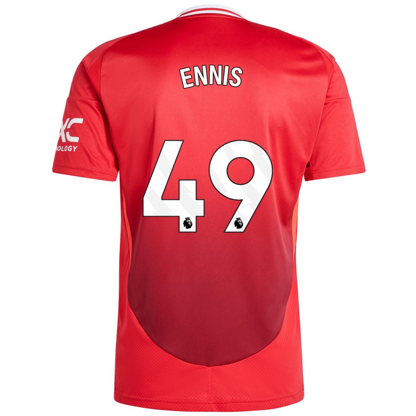 Niño Camiseta Ethan Ennis #49 Rojo Brillante 1ª Equipación 2024/25 La Camisa Argentina