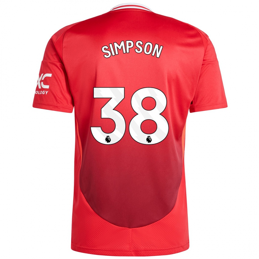 Niño Camiseta Jess Simpson #38 Rojo Brillante 1ª Equipación 2024/25 La Camisa Argentina