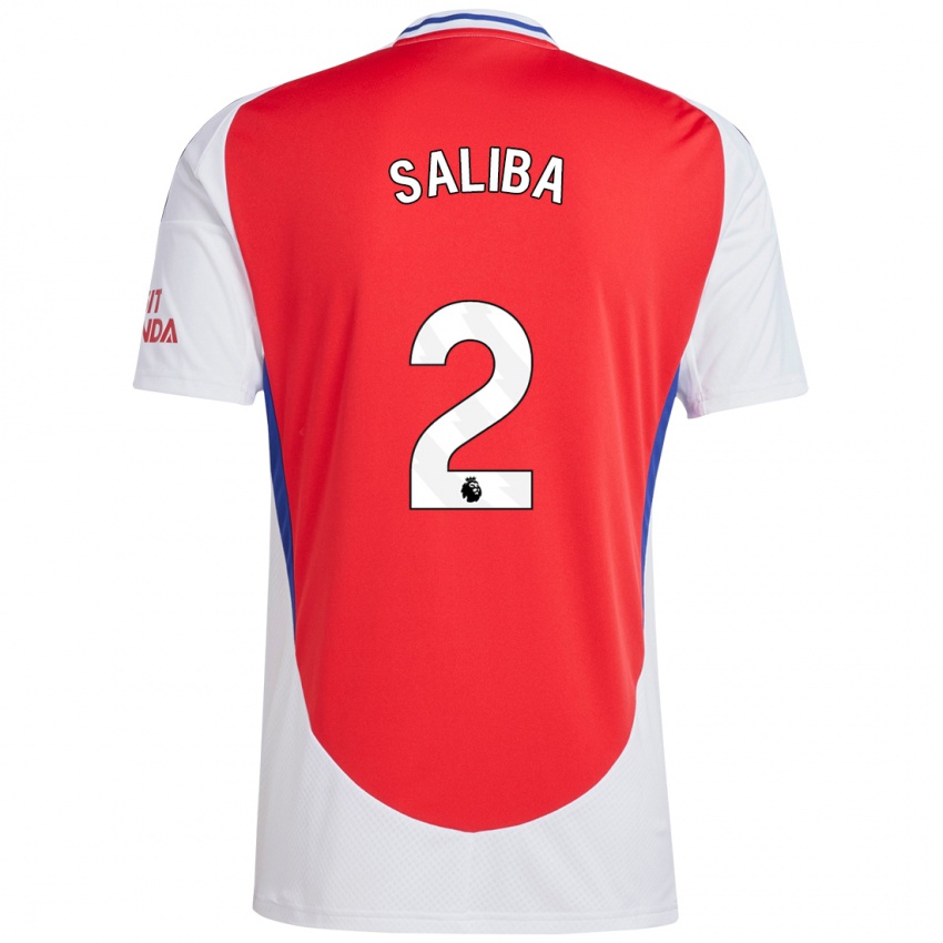 Niño Camiseta William Saliba #2 Rojo Blanco 1ª Equipación 2024/25 La Camisa Argentina