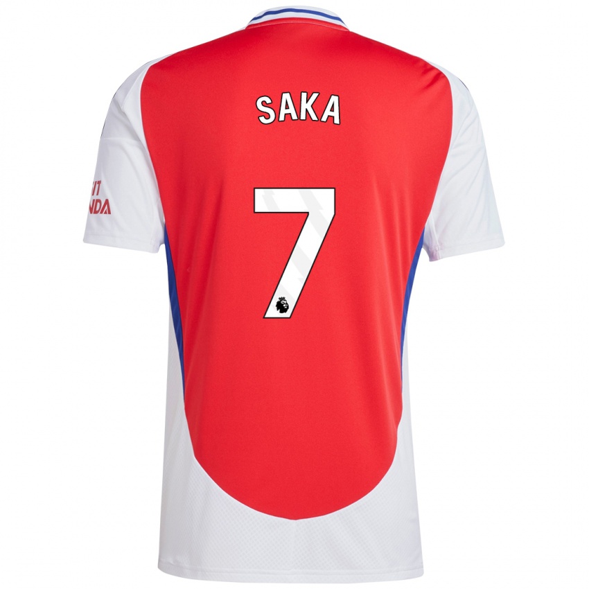 Niño Camiseta Bukayo Saka #7 Rojo Blanco 1ª Equipación 2024/25 La Camisa Argentina