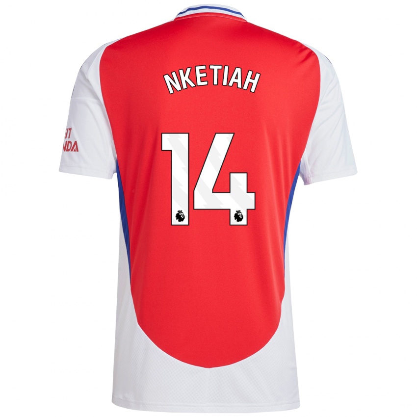 Niño Camiseta Eddie Nketiah #14 Rojo Blanco 1ª Equipación 2024/25 La Camisa Argentina