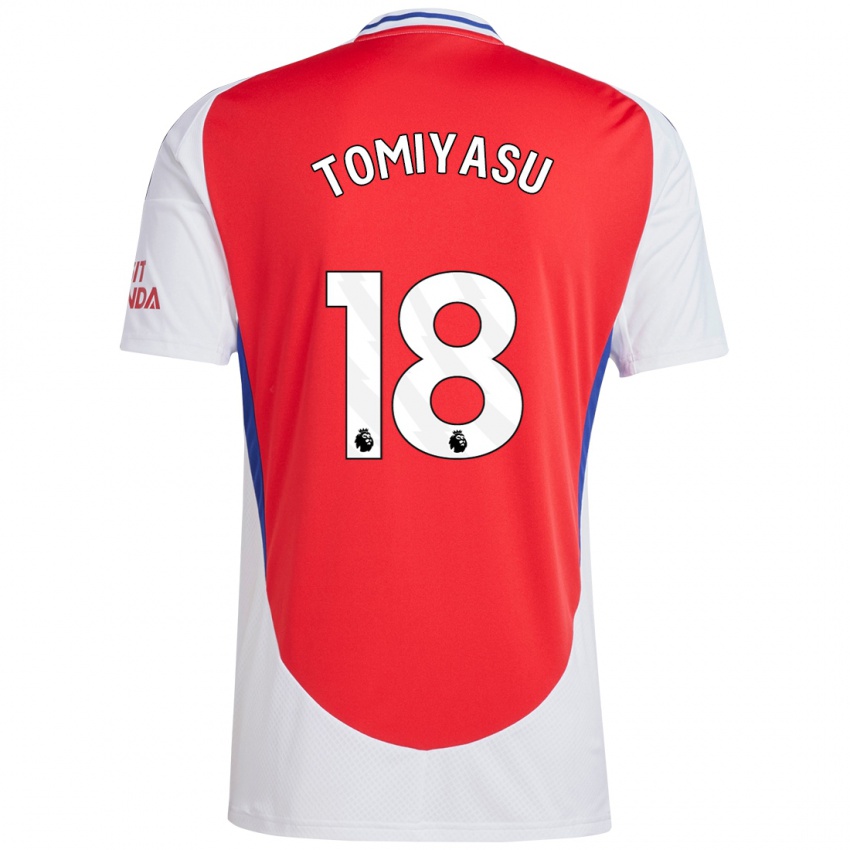 Niño Camiseta Takehiro Tomiyasu #18 Rojo Blanco 1ª Equipación 2024/25 La Camisa Argentina