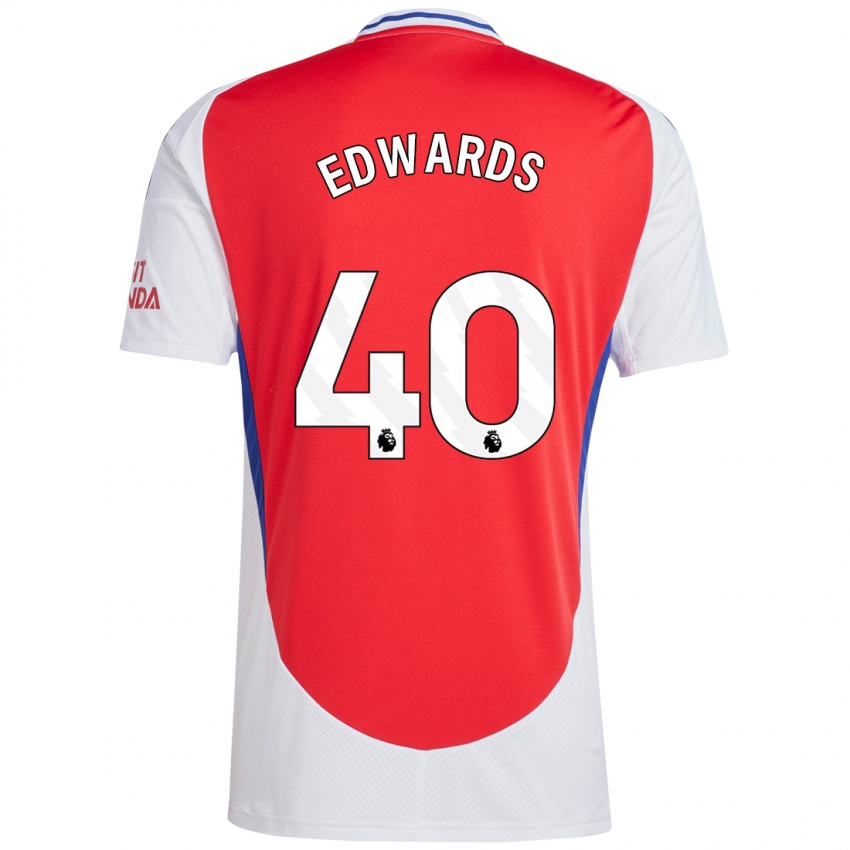 Niño Camiseta Khayon Edwards #40 Rojo Blanco 1ª Equipación 2024/25 La Camisa Argentina