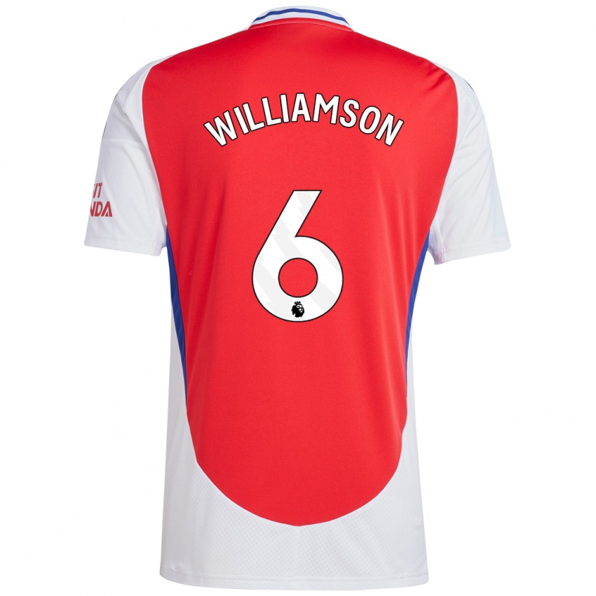 Niño Camiseta Leah Williamson #6 Rojo Blanco 1ª Equipación 2024/25 La Camisa Argentina