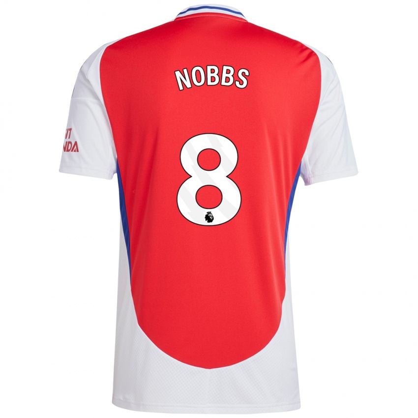 Niño Camiseta Nobbs #8 Rojo Blanco 1ª Equipación 2024/25 La Camisa Argentina