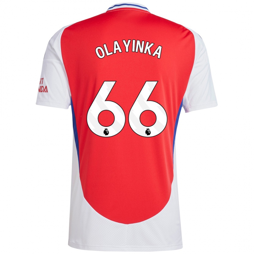 Niño Camiseta James Olayinka #66 Rojo Blanco 1ª Equipación 2024/25 La Camisa Argentina