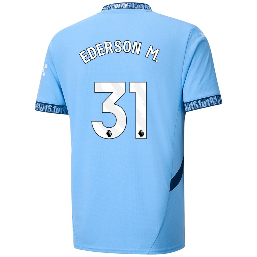 Niño Camiseta Ederson Moraes #31 Azul Marino 1ª Equipación 2024/25 La Camisa Argentina