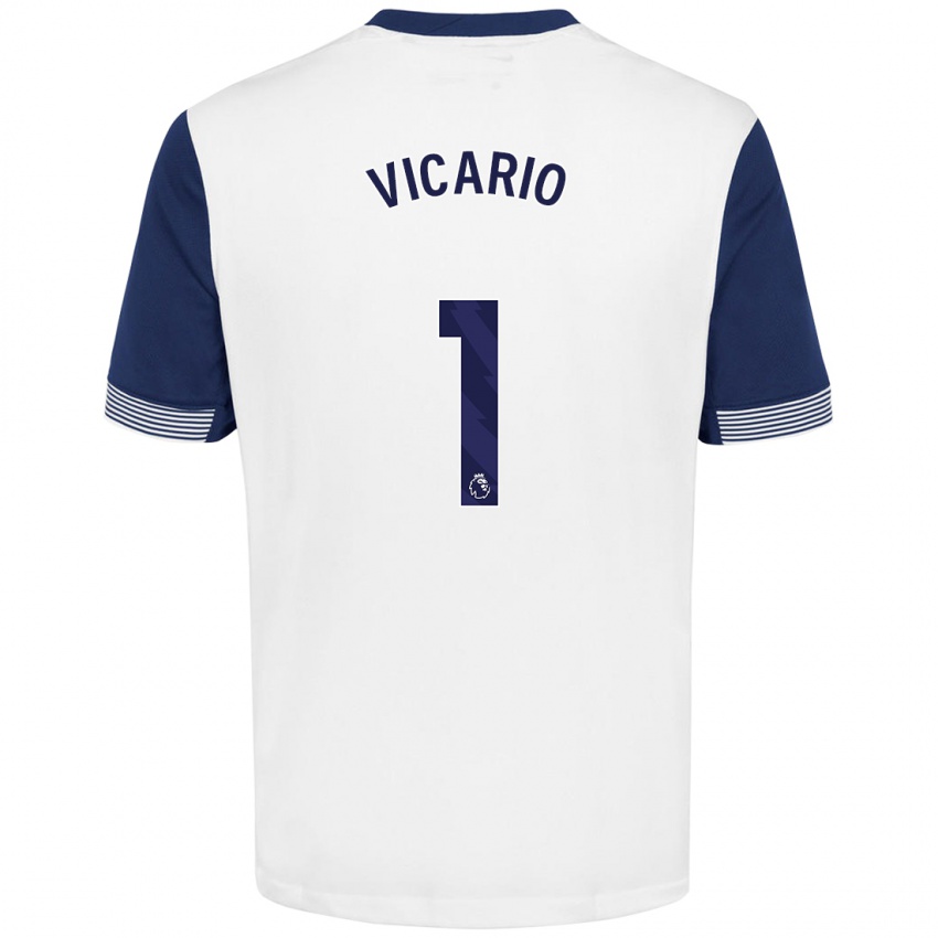 Niño Camiseta Guglielmo Vicario #1 Blanco Azul 1ª Equipación 2024/25 La Camisa Argentina