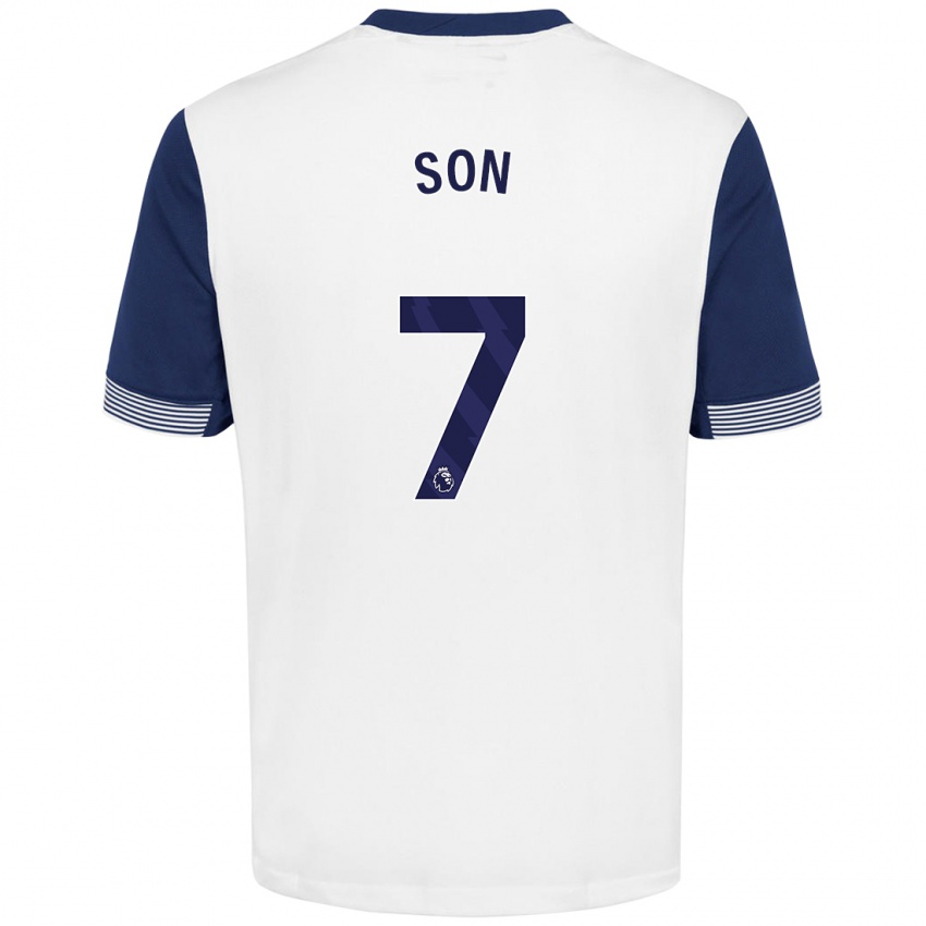 Niño Camiseta Heung-Min Son #7 Blanco Azul 1ª Equipación 2024/25 La Camisa Argentina