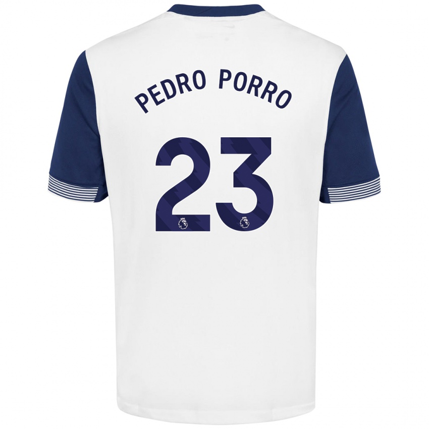 Niño Camiseta Pedro Porro #23 Blanco Azul 1ª Equipación 2024/25 La Camisa Argentina