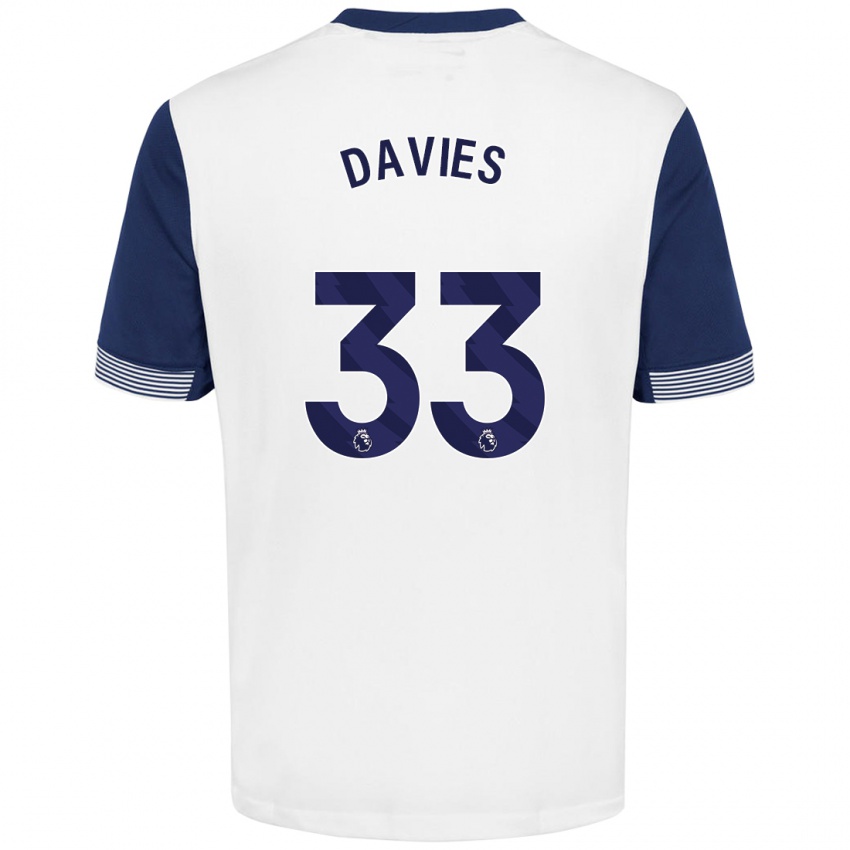 Niño Camiseta Ben Davies #33 Blanco Azul 1ª Equipación 2024/25 La Camisa Argentina