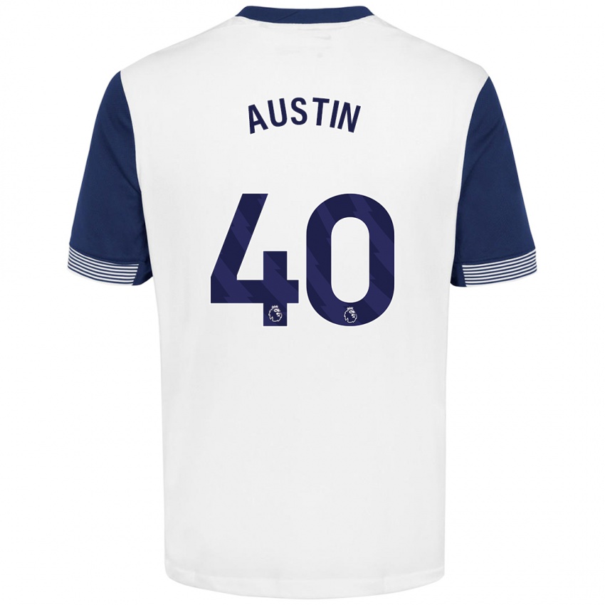 Niño Camiseta Brandon Austin #40 Blanco Azul 1ª Equipación 2024/25 La Camisa Argentina