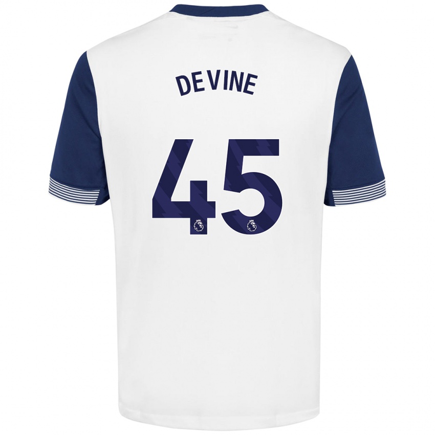 Niño Camiseta Alfie Devine #45 Blanco Azul 1ª Equipación 2024/25 La Camisa Argentina