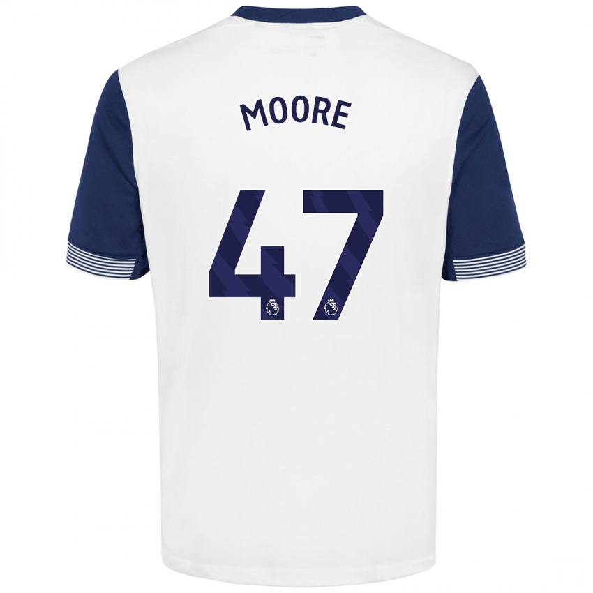 Niño Camiseta Mikey Moore #47 Blanco Azul 1ª Equipación 2024/25 La Camisa Argentina