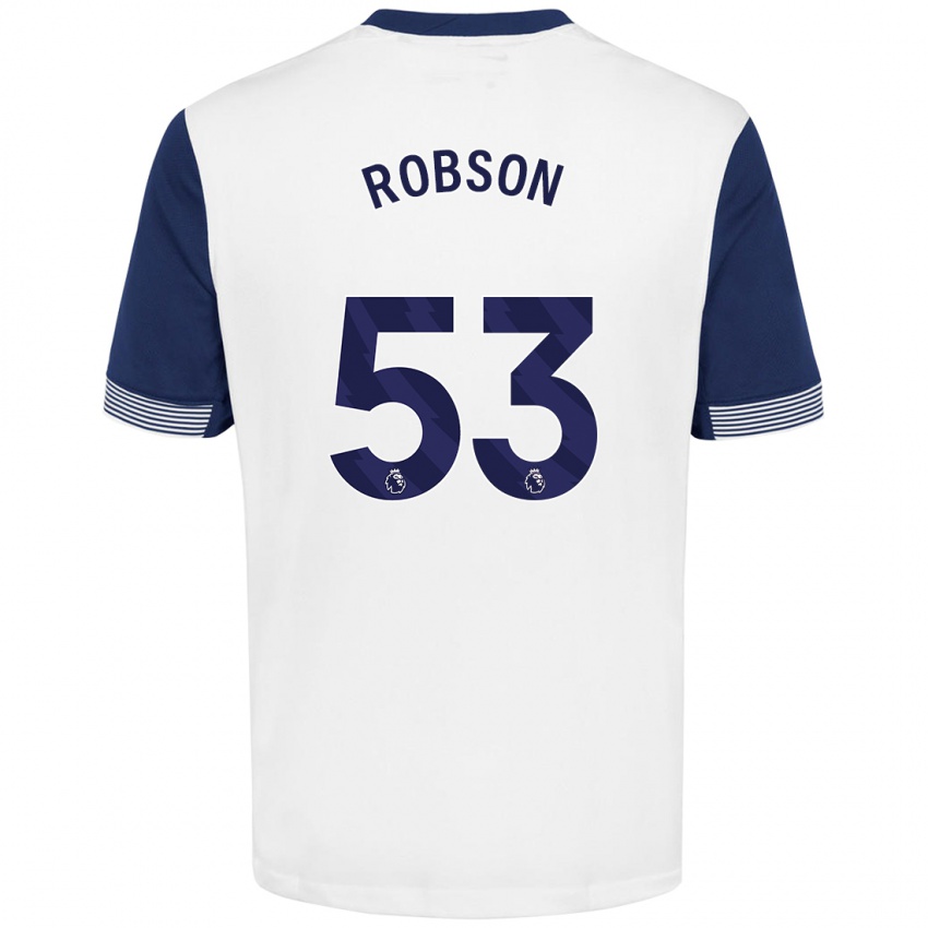 Niño Camiseta Max Robson #53 Blanco Azul 1ª Equipación 2024/25 La Camisa Argentina