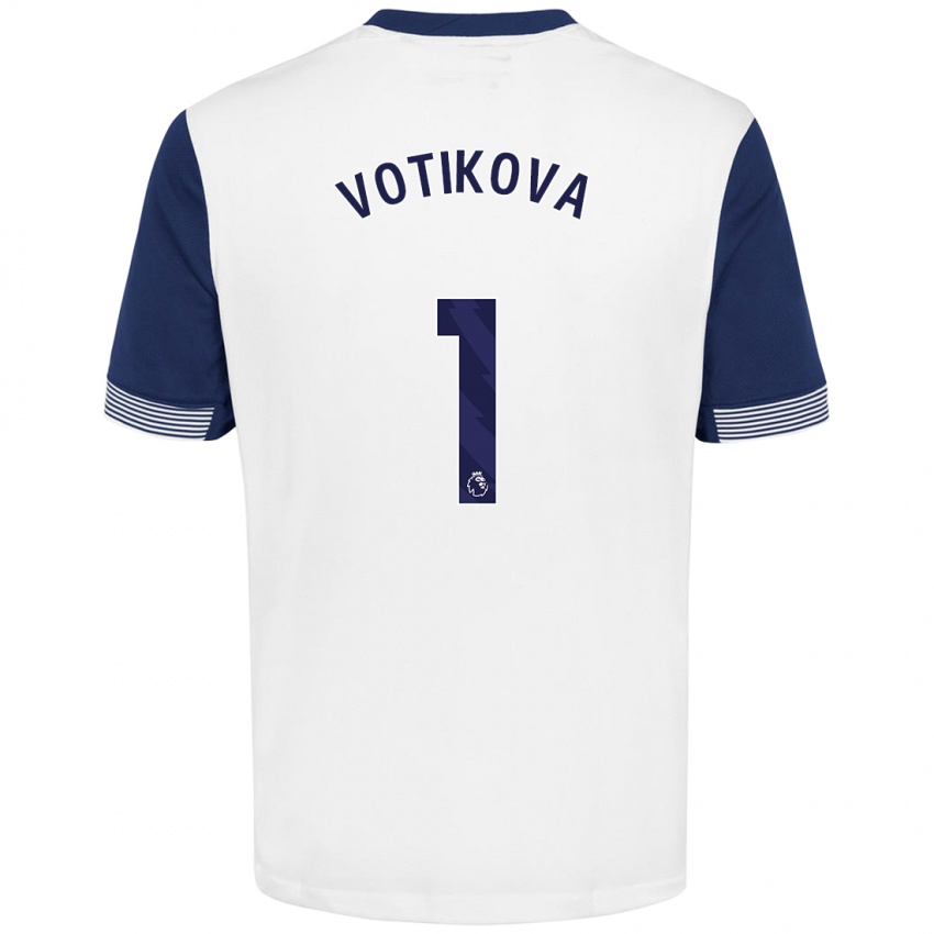 Niño Camiseta Barbora Votíková #1 Blanco Azul 1ª Equipación 2024/25 La Camisa Argentina