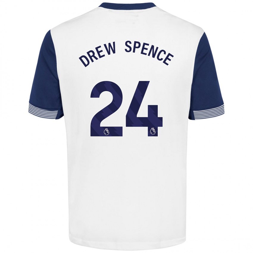 Niño Camiseta Drew Spence #24 Blanco Azul 1ª Equipación 2024/25 La Camisa Argentina