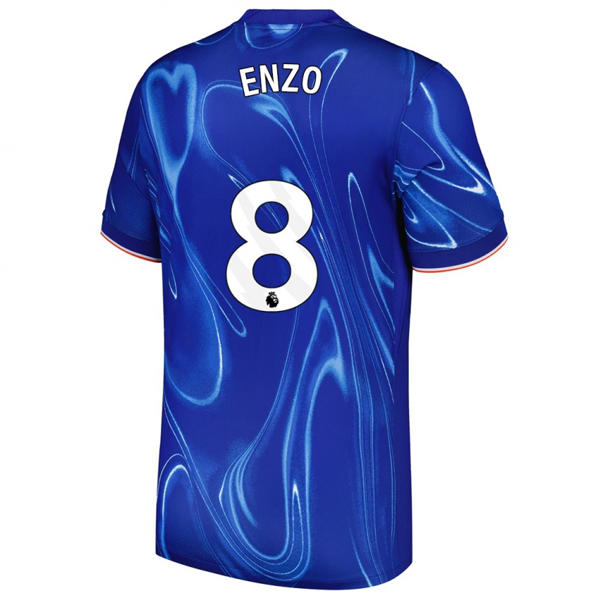 Niño Camiseta Enzo Fernández #8 Azul Blanco 1ª Equipación 2024/25 La Camisa Argentina