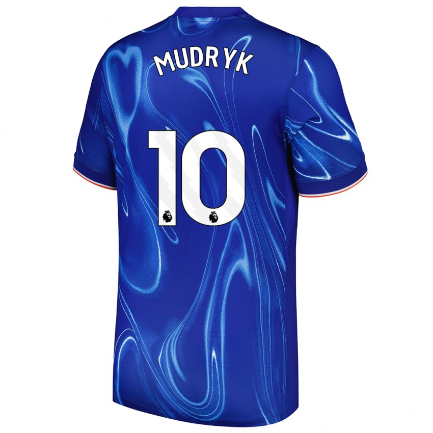 Niño Camiseta Mykhaylo Mudryk #10 Azul Blanco 1ª Equipación 2024/25 La Camisa Argentina